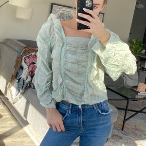 Nasty Gal Long Sleeve Ruffled Top